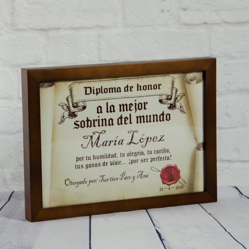 Regalos personalizados: Diseño y decoración: Diploma pergamino a la mejor sobrina