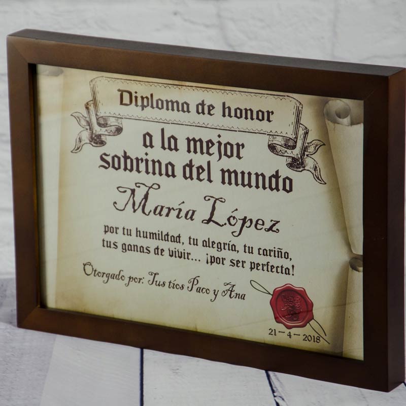 Regalos personalizados: Diseño y decoración: Diploma pergamino a la mejor sobrina