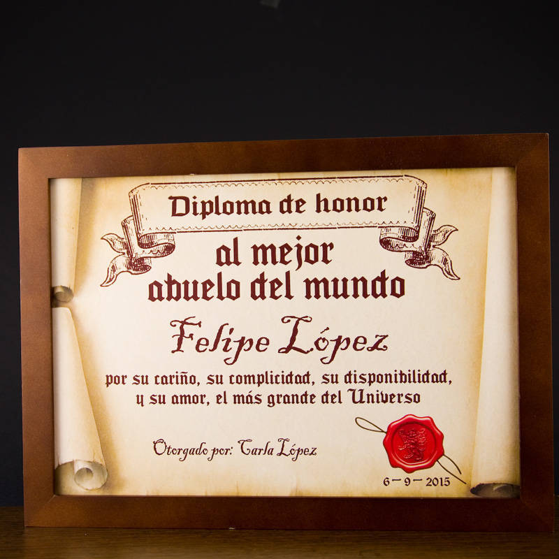 Regalos personalizados: Diseño y decoración: Diploma pergamino al mejor abuelo