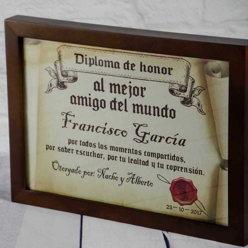 Regalos personalizados: Diseño y decoración: Diploma pergamino al mejor amigo