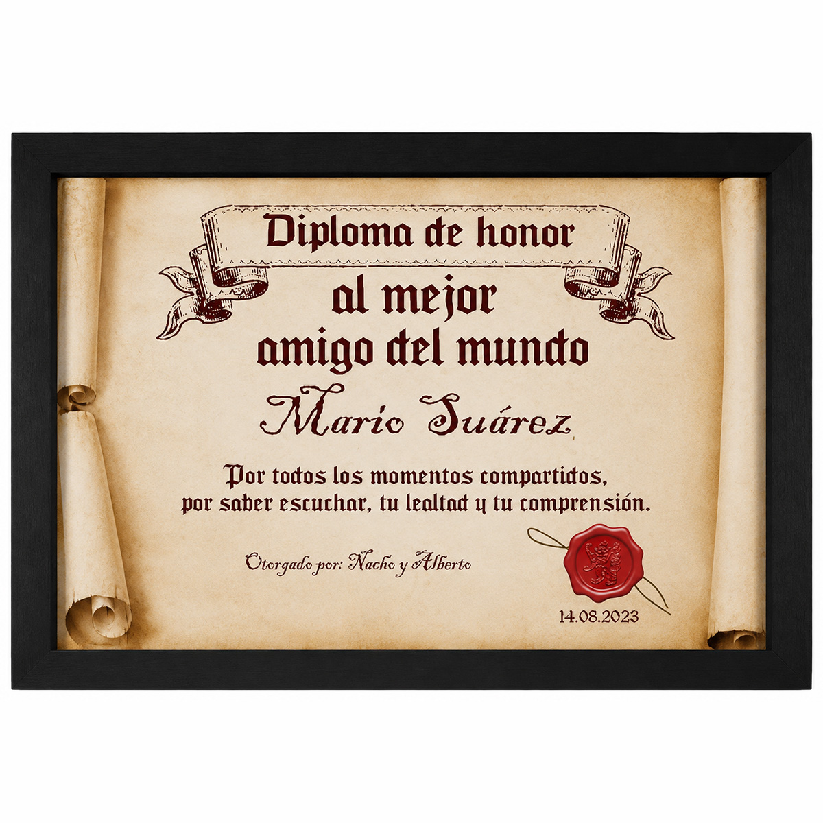 Diploma pergamino al mejor amigo