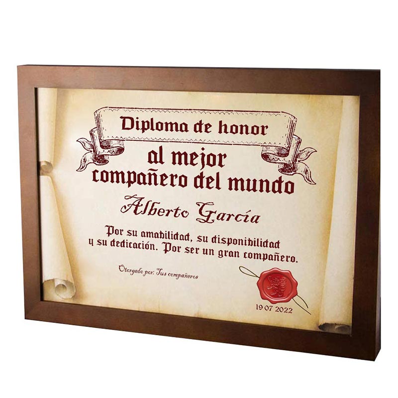 Diploma pergamino al mejor compañero