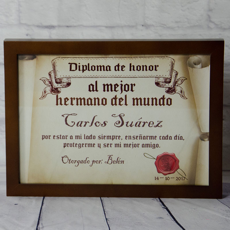 Regalos personalizados: Diseño y decoración: Diploma pergamino al mejor hermano