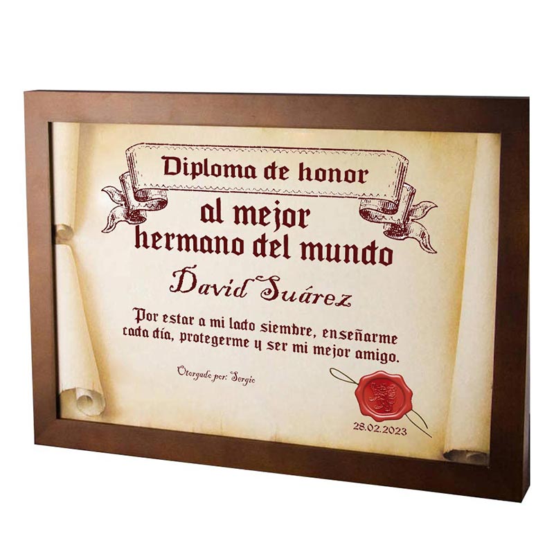 Regalos personalizados: Diseño y decoración: Diploma pergamino al mejor hermano