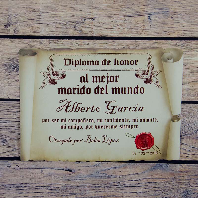 Regalos personalizados: Diseño y decoración: Diploma pergamino al mejor marido