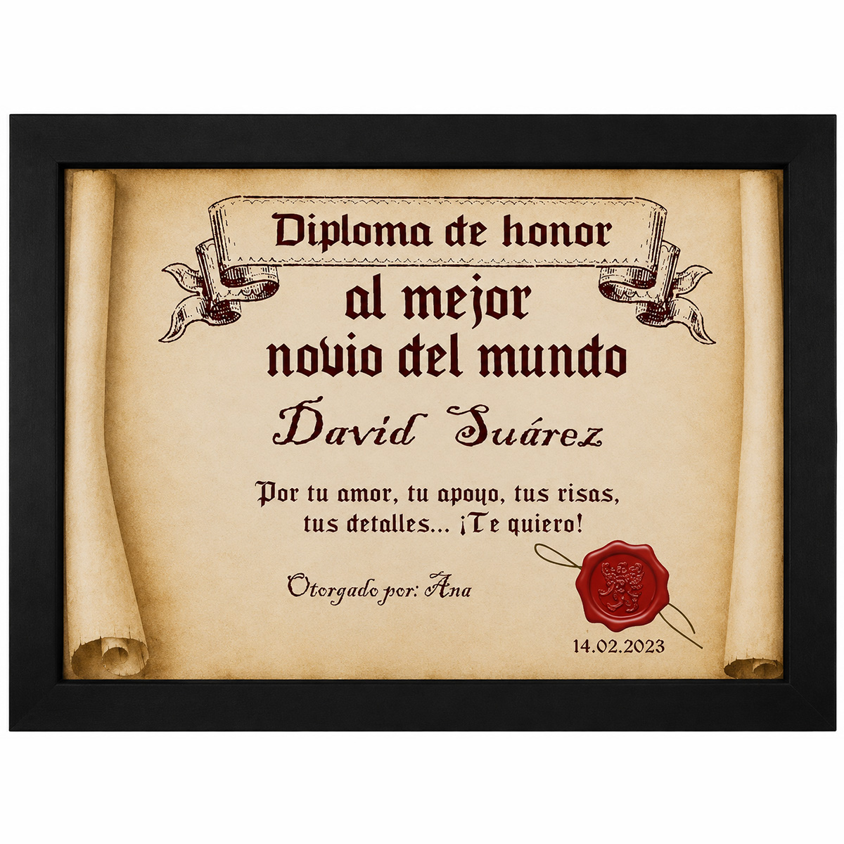 Diploma pergamino al mejor novio