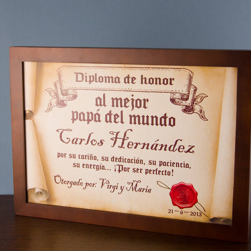 Regalos personalizados: Diseño y decoración: Diploma pergamino al mejor padre