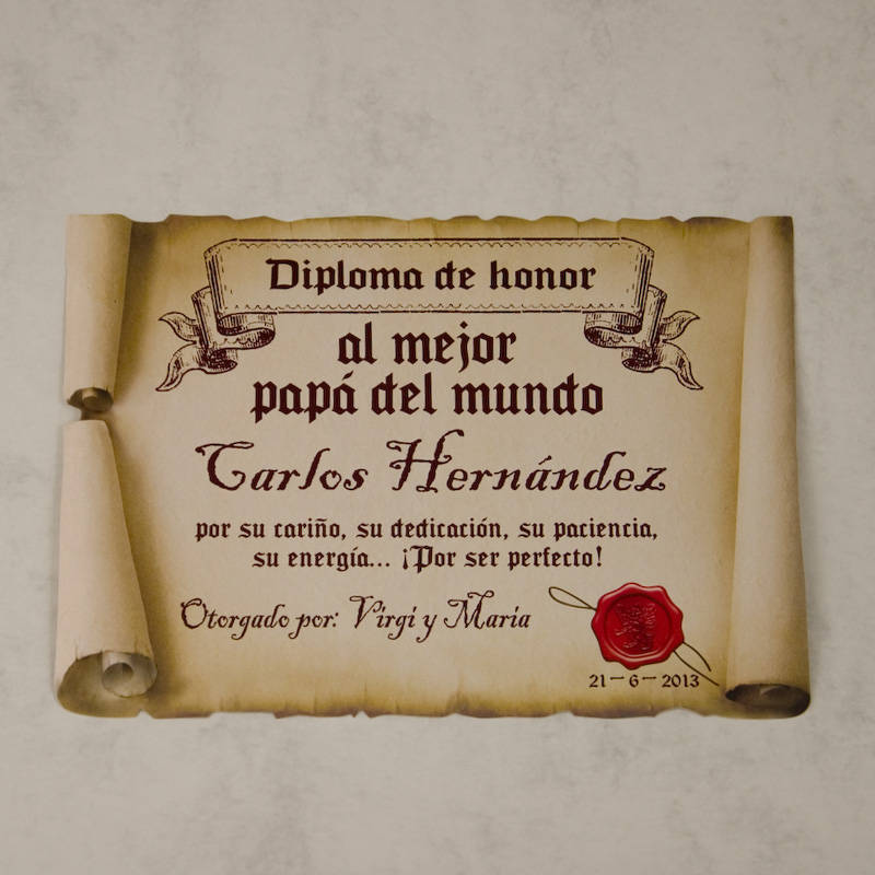 Regalos personalizados: Diseño y decoración: Diploma pergamino al mejor padre