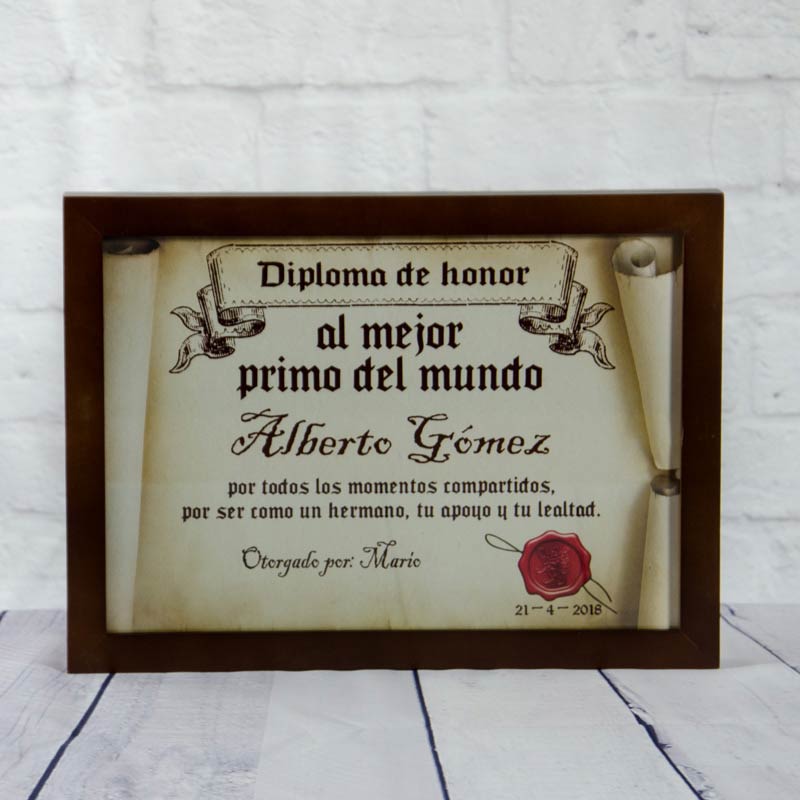 Regalos personalizados: Diseño y decoración: Diploma pergamino al mejor primo