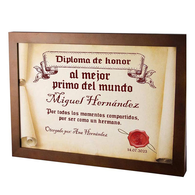 Regalos personalizados: Diseño y decoración: Diploma pergamino al mejor primo