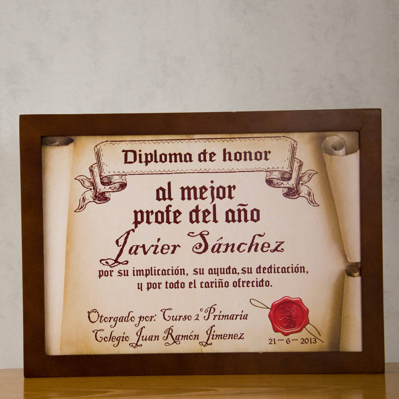 Regalos personalizados: Diseño y decoración: Diploma pergamino al mejor profesor