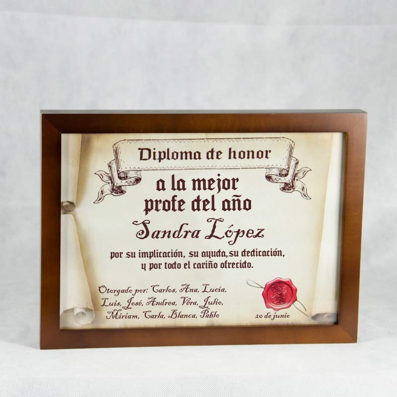 Regalos personalizados: Diploma pergamino al mejor profesor del año: Diploma pergamino al mejor profesor del año