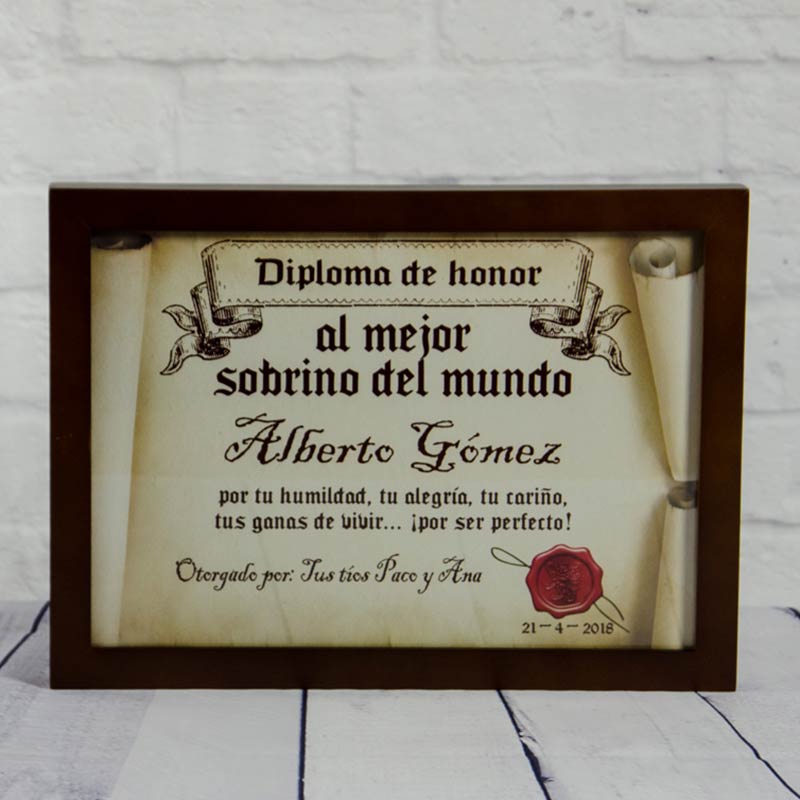 Regalos personalizados: Diseño y decoración: Diploma pergamino al mejor sobrino