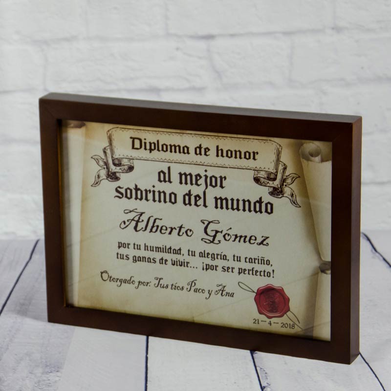 Regalos personalizados: Dise&ntilde;o y decoraci&oacute;n: Diploma pergamino al mejor sobrino