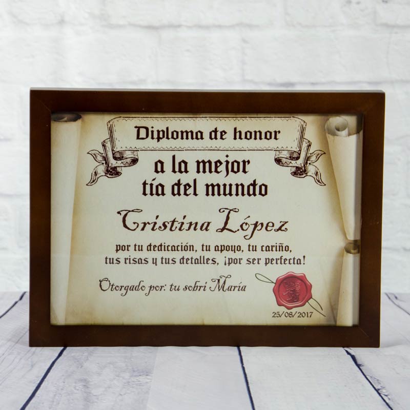 Regalos personalizados: Diseño y decoración: Diploma pergamino a la mejor tía