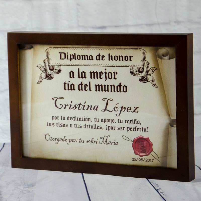 Regalos personalizados: Diseño y decoración: Diploma pergamino a la mejor tía