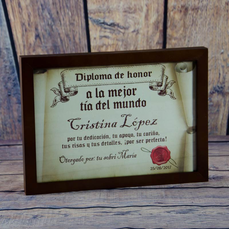 Regalos personalizados: Dise&ntilde;o y decoraci&oacute;n: Diploma pergamino a la mejor t&iacute;a