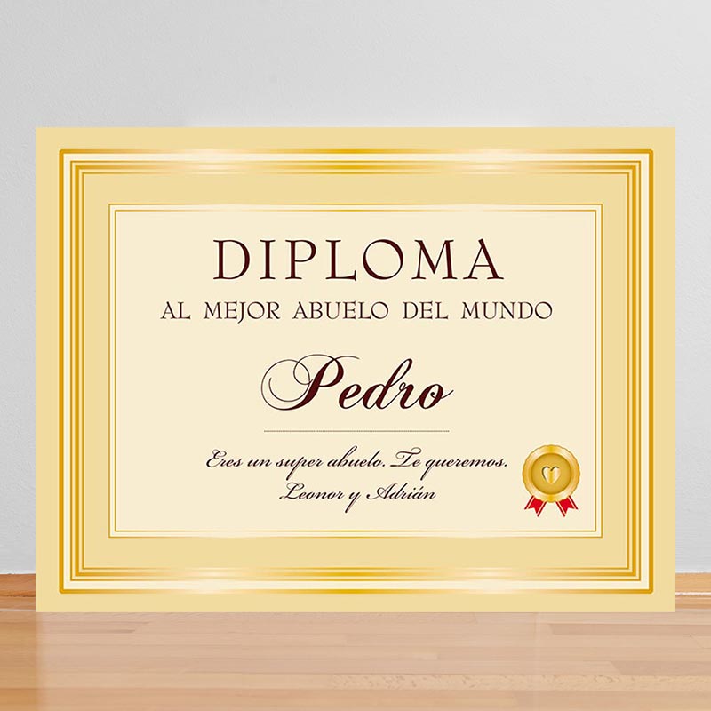 Regalos personalizados: Diseño y decoración: Diploma personalizado al mejor abuelo