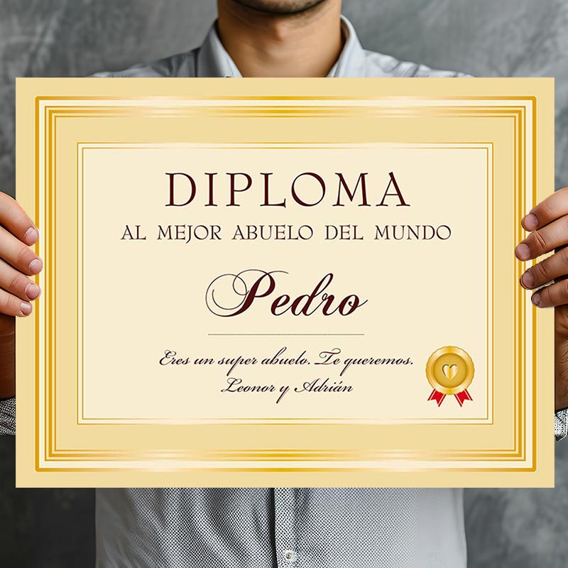 Regalos personalizados: Diseño y decoración: Diploma personalizado al mejor abuelo