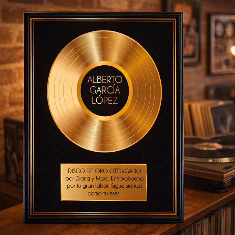 Regalos personalizados: Dise&ntilde;o y decoraci&oacute;n: Disco de oro personalizado en lienzo