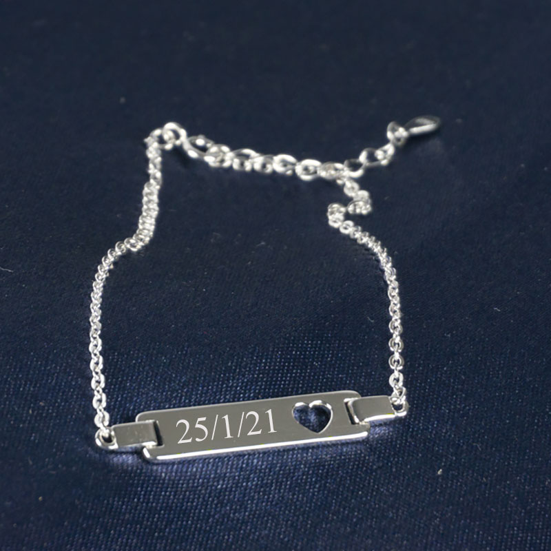 Regalos personalizados: Joyas personalizadas: Esclava plata corazón grabada