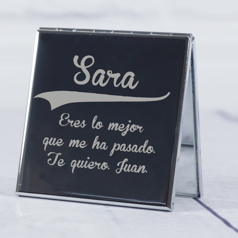 Regalos personalizados: Regalos con nombre: Espejo grabado con dedicatoria