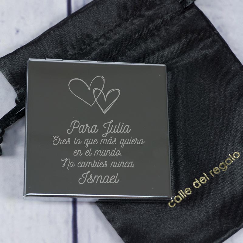 Regalos personalizados: Regalos con nombre: Espejo grabado corazones