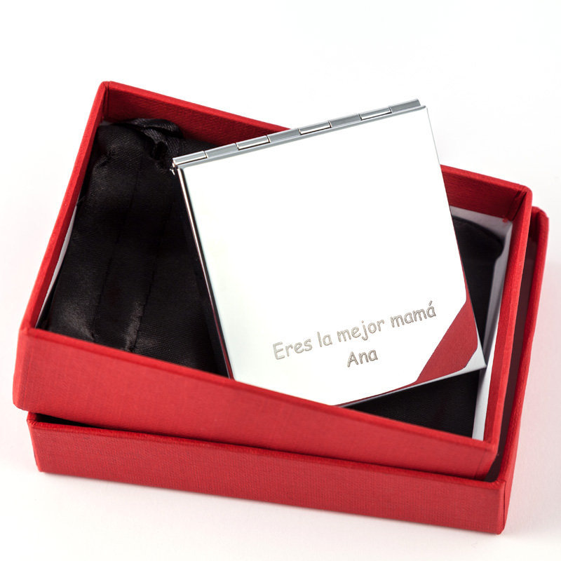Regalos personalizados: Regalos con nombre: Espejo para el bolso grabado Regalos personalizados: Regalos con nombre: Espejo para el bolso grabado
