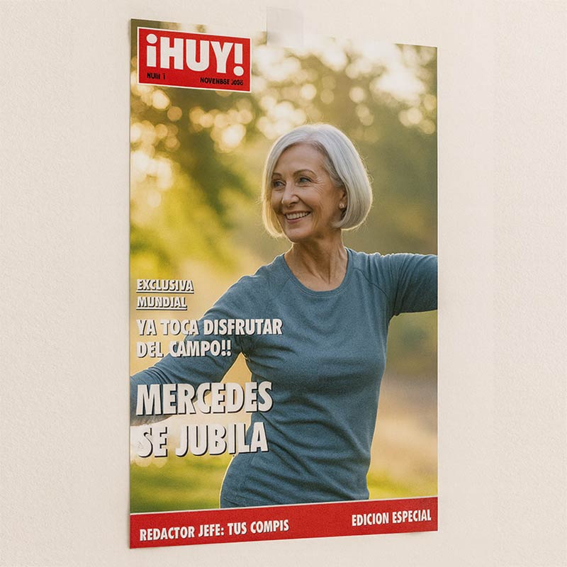 Regalos personalizados: Diseño y decoración: Falsa portada de revista para Jubilación