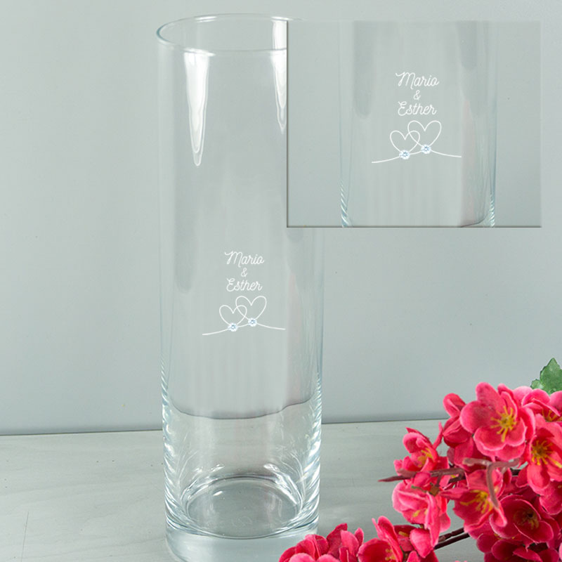 Regalos personalizados: Regalos con nombre: Florero con Swarovski grabada para pareja