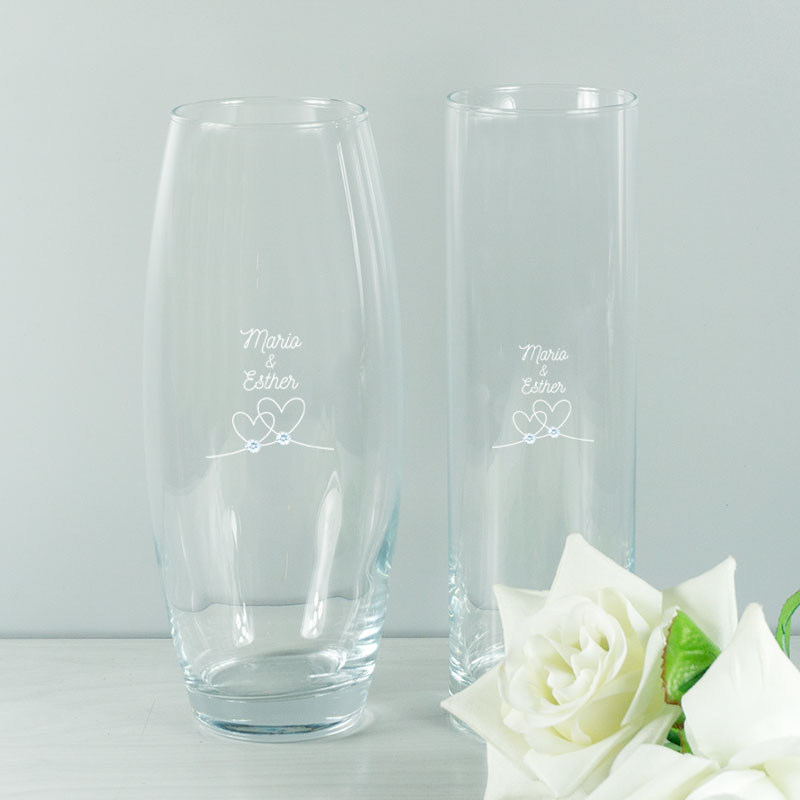 Regalos personalizados: Regalos con nombre: Florero con Swarovski grabada para pareja