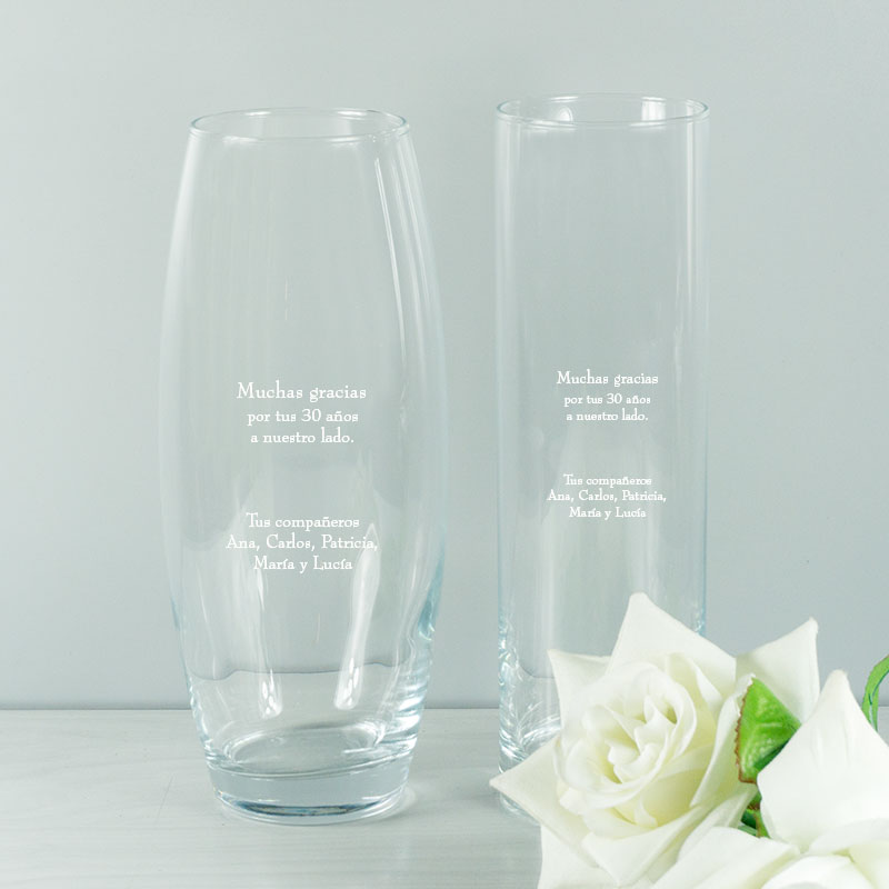 Regalos personalizados: Cristaler&iacute;a personalizada: Florero personalizado para jubilaci&oacute;n