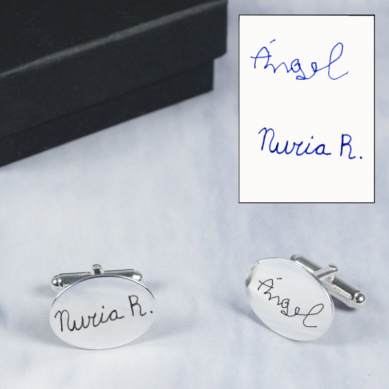 Regalos personalizados: Regalos con nombre: Gemelos de plata grabados con tu letra