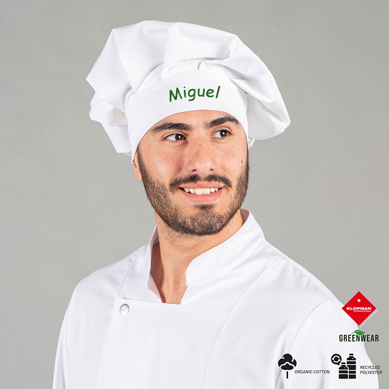 Regalos personalizados: Regalos bordados: Gorro de cocinero bordado de algodón orgánico