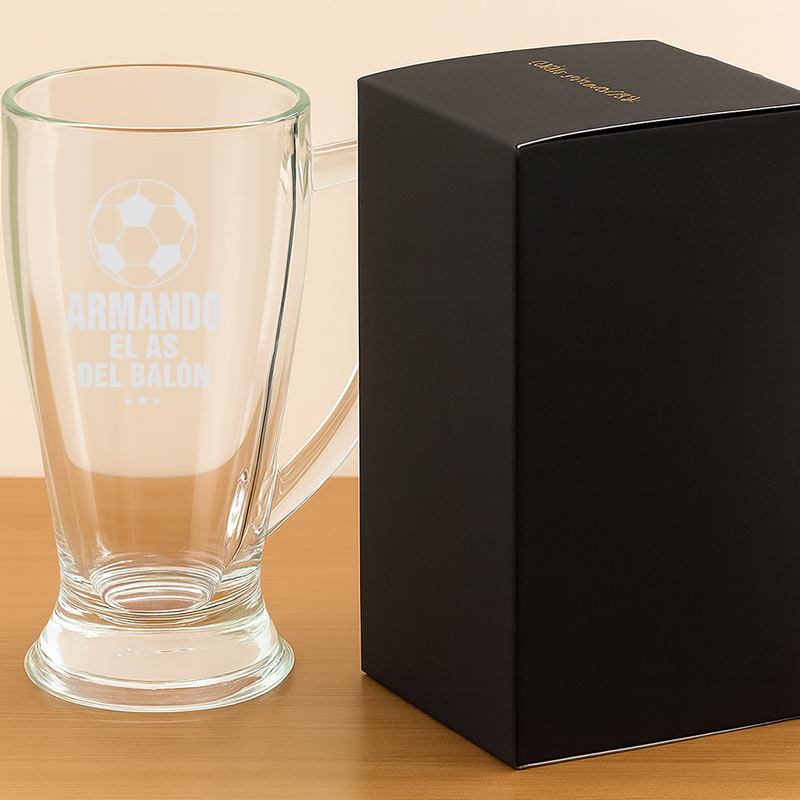 Regalos personalizados: Cristalería personalizada: Jarra de cerveza Baviera para el as del balón
