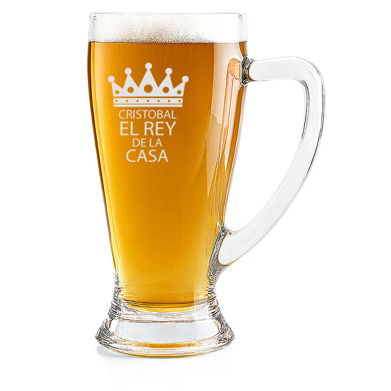 Regalos personalizados: Cristalería personalizada: Jarra de cerveza Baviera para el rey de la casa