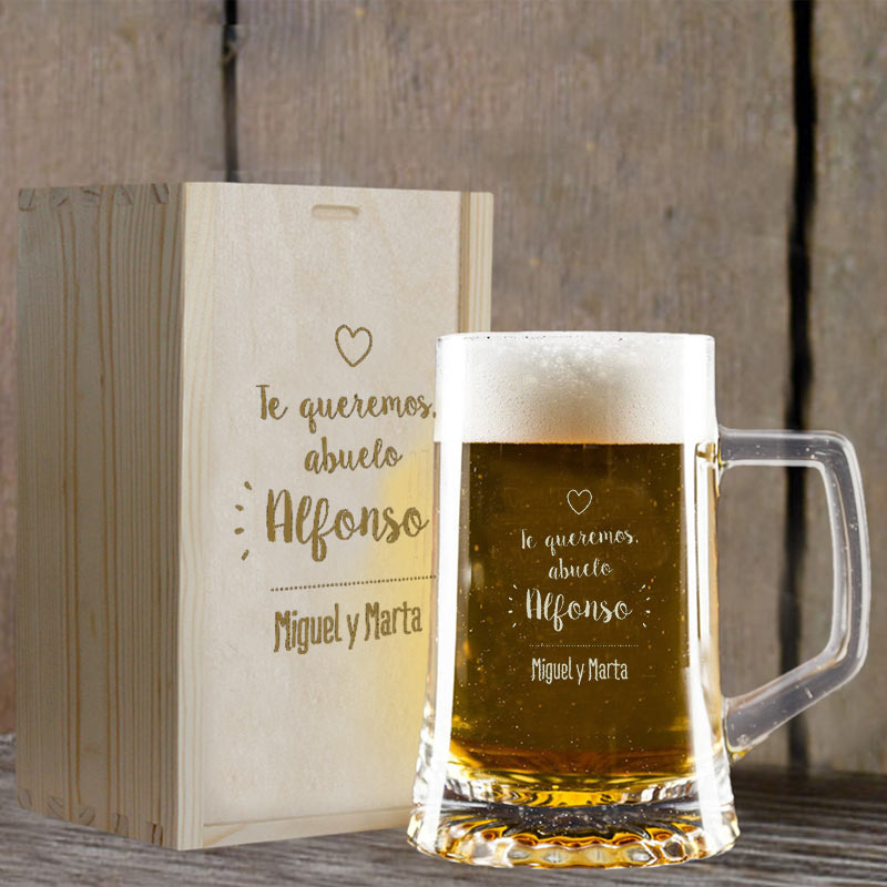 Regalos personalizados: Cristalería personalizada: Jarra de cerveza para abuelo