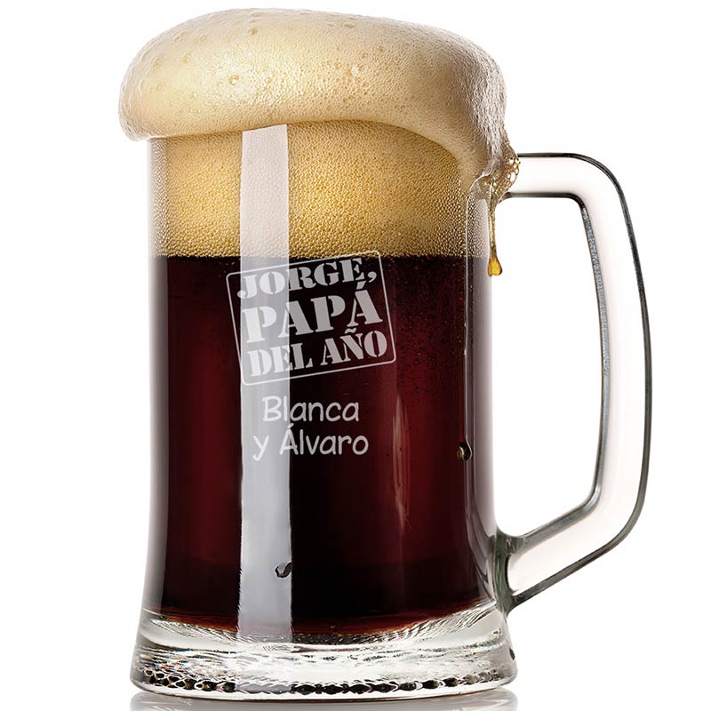 Regalos personalizados: Cristaler&iacute;a personalizada: Jarra de cerveza para el padre del a&ntilde;o