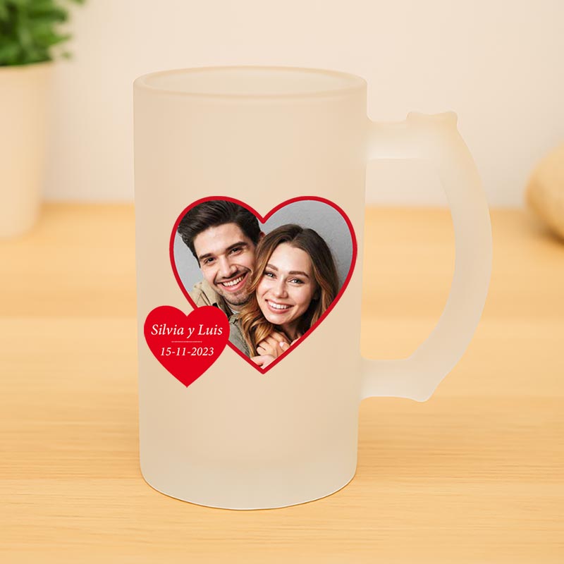 Regalos personalizados: Regalos con fotos: Jarra de cerveza personalizada 'Corazón'