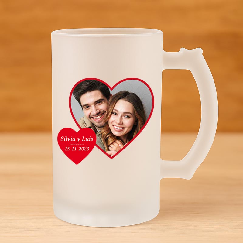 Regalos personalizados: Regalos con fotos: Jarra de cerveza personalizada 'Corazón'