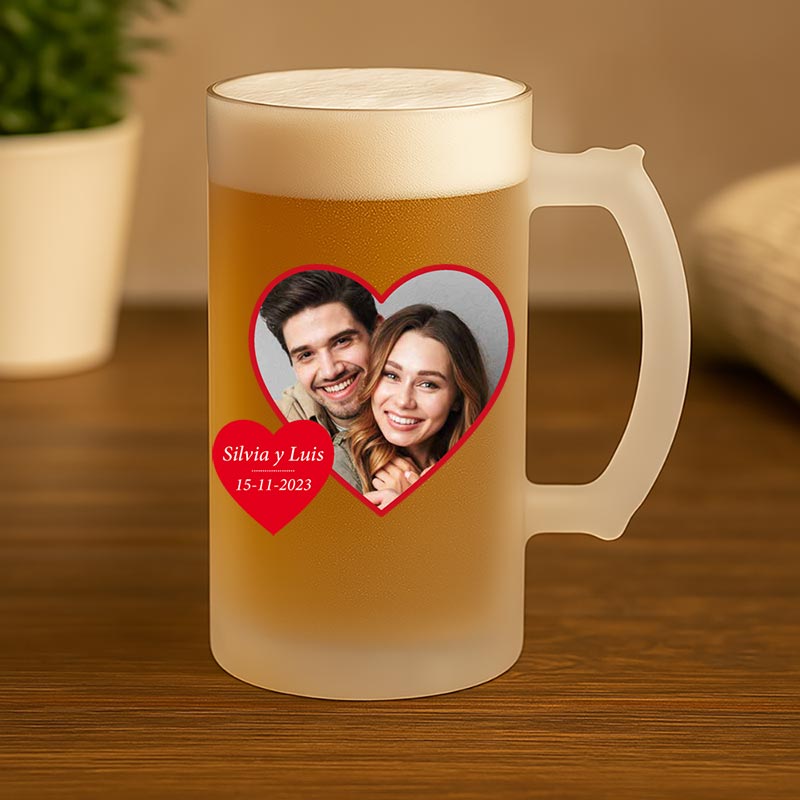 Regalos personalizados: Regalos con fotos: Jarra de cerveza personalizada 'Corazón'