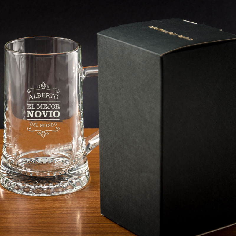 Regalos personalizados: Cristalería personalizada: Jarra de cerveza personalizada 'El mejor novio'