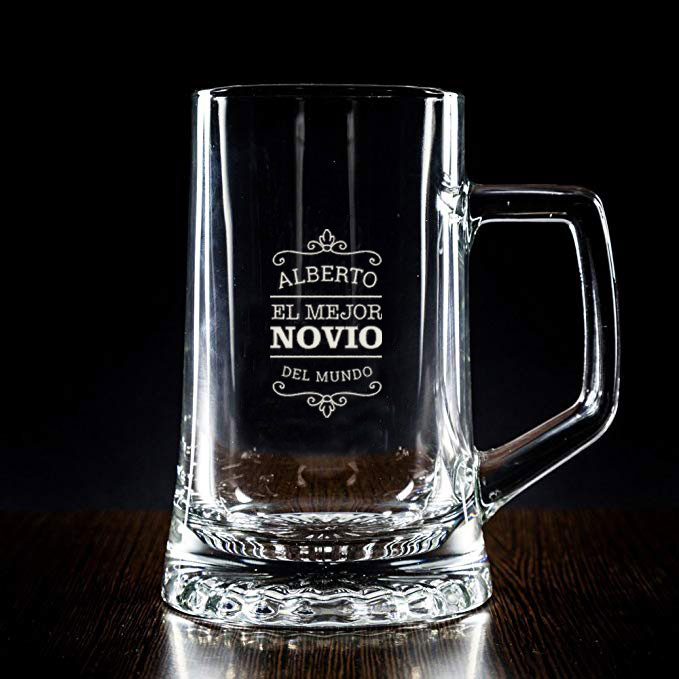 Regalos personalizados: Cristalería personalizada: Jarra de cerveza personalizada 'El mejor novio'