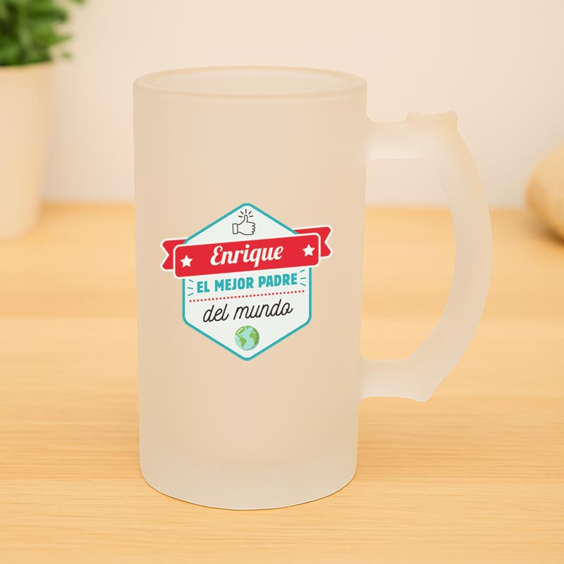 Regalos personalizados: Regalos con nombre: Jarra de cerveza personalizada 'Mejor Padre'