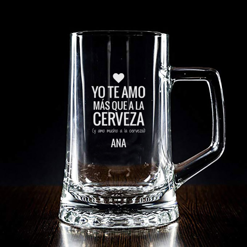 Regalos personalizados: Regalos con nombre: Jarra de cerveza personalizada 'Te amo...'