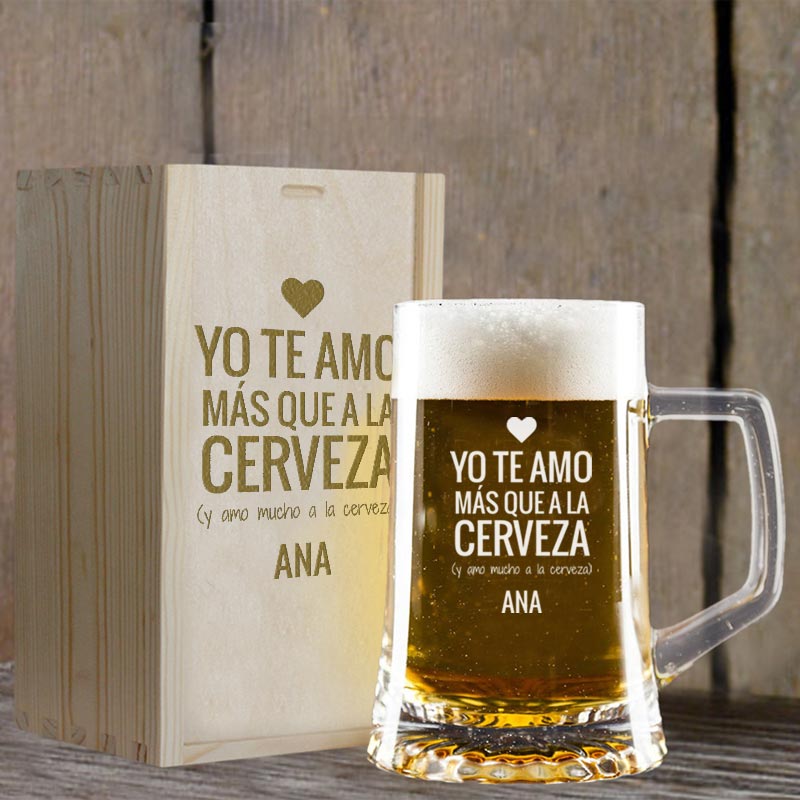 Jarra de cerveza personalizada 'Te amo...'