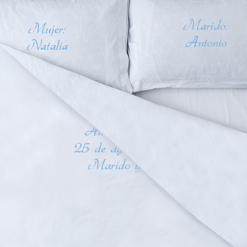 Regalos personalizados: Regalos con nombre: Juego de sábanas bordadas con nombres