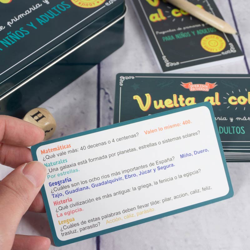 Regalos personalizados: Rebajas: Juego 'Vuelta al cole' para familias con tarjeta