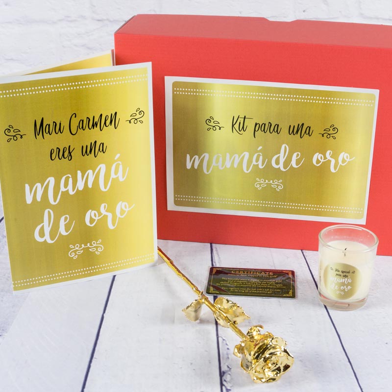 Regalos personalizados: Kits regalo: Kit mamá de oro personalizado