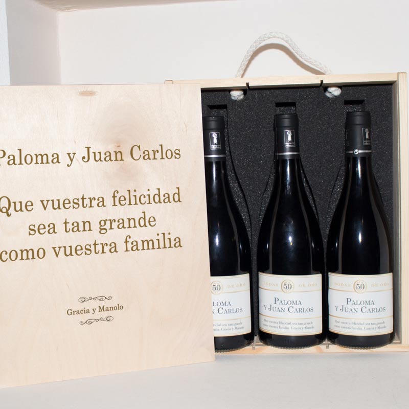 Regalos personalizados: Kits regalo: Kit vino personalizado para Bodas de Oro